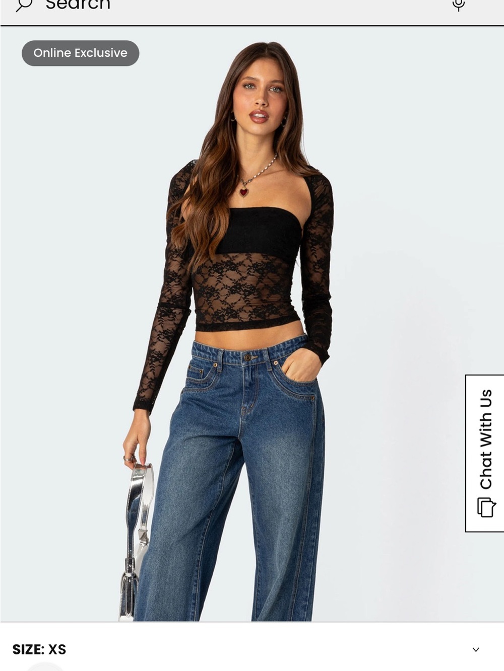 Edikted Black Lace Long-Sleeve strapless Top and shrug